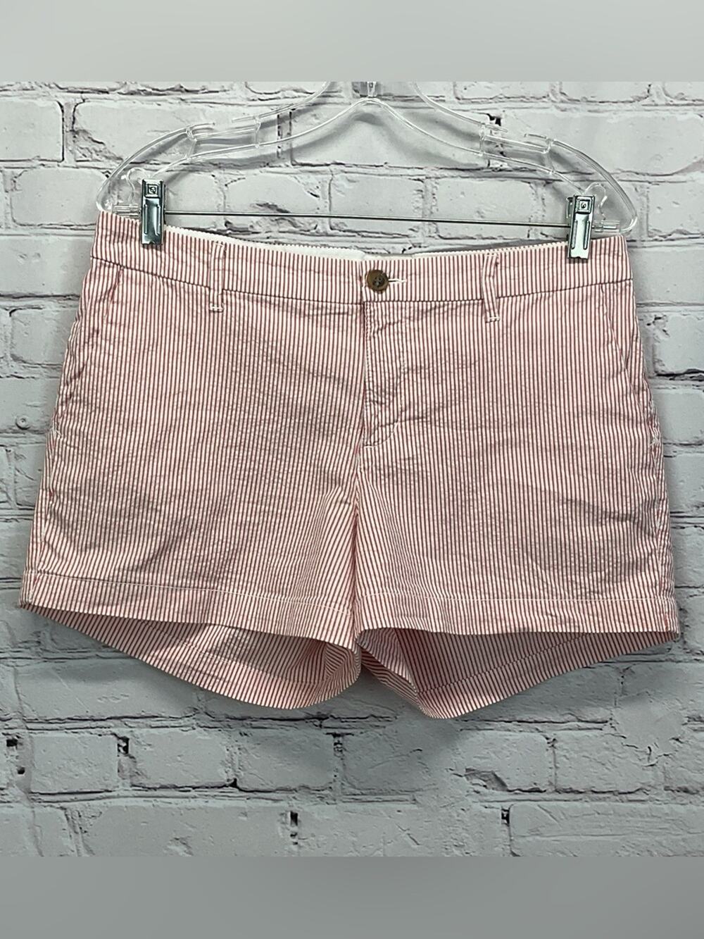 Old Navy Everyday Shorts Size 8 Red/White Seersucker Stripe Summer Beach Travel